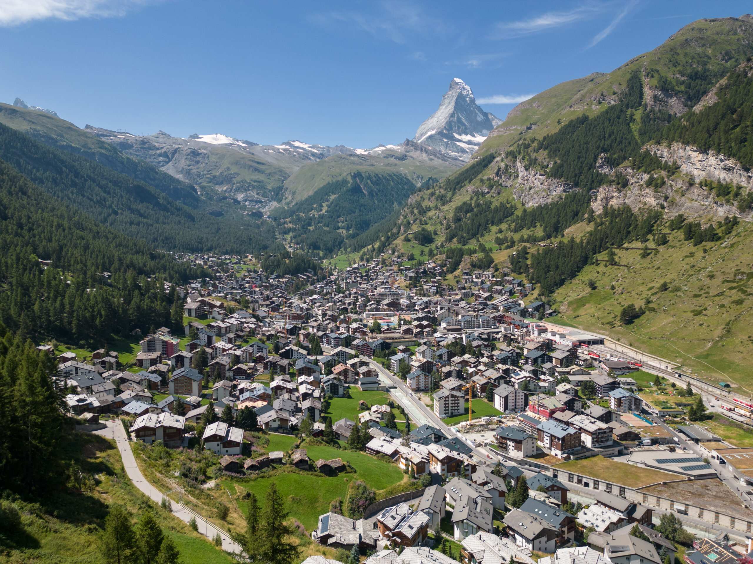 Aerial view of Zermatt village