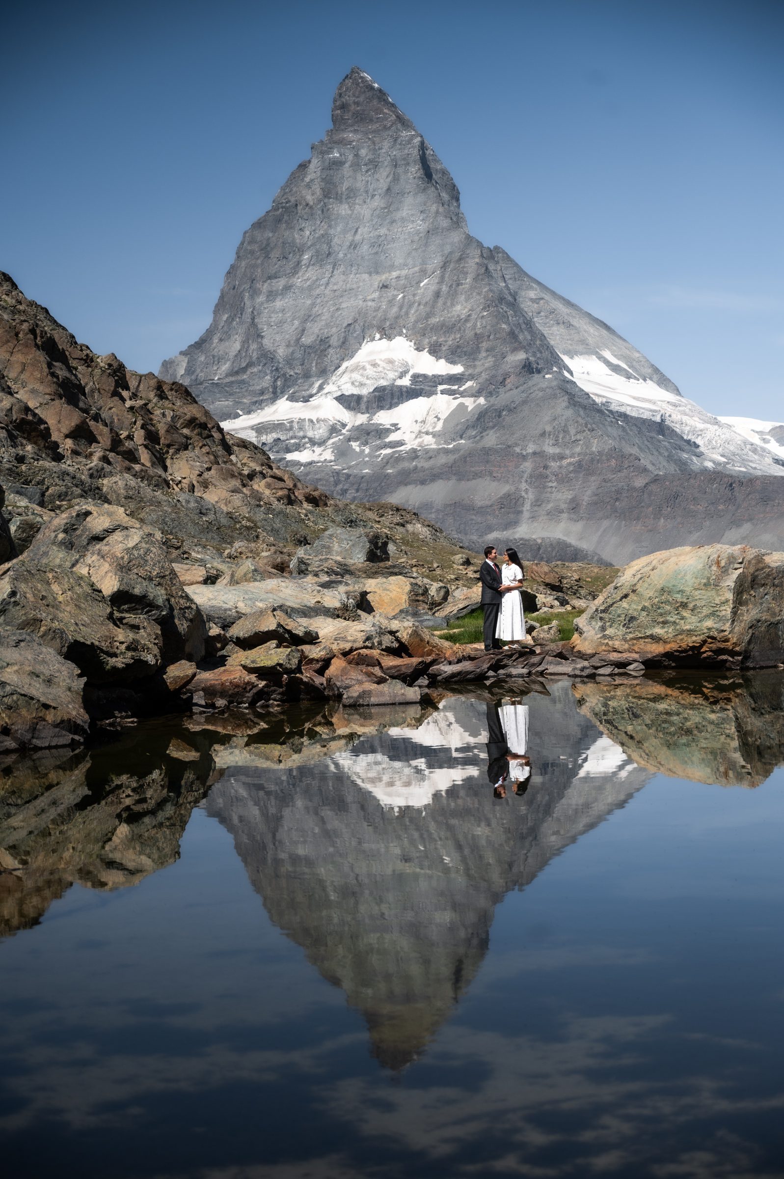 The reflection at the small lake beyond Riffelsee