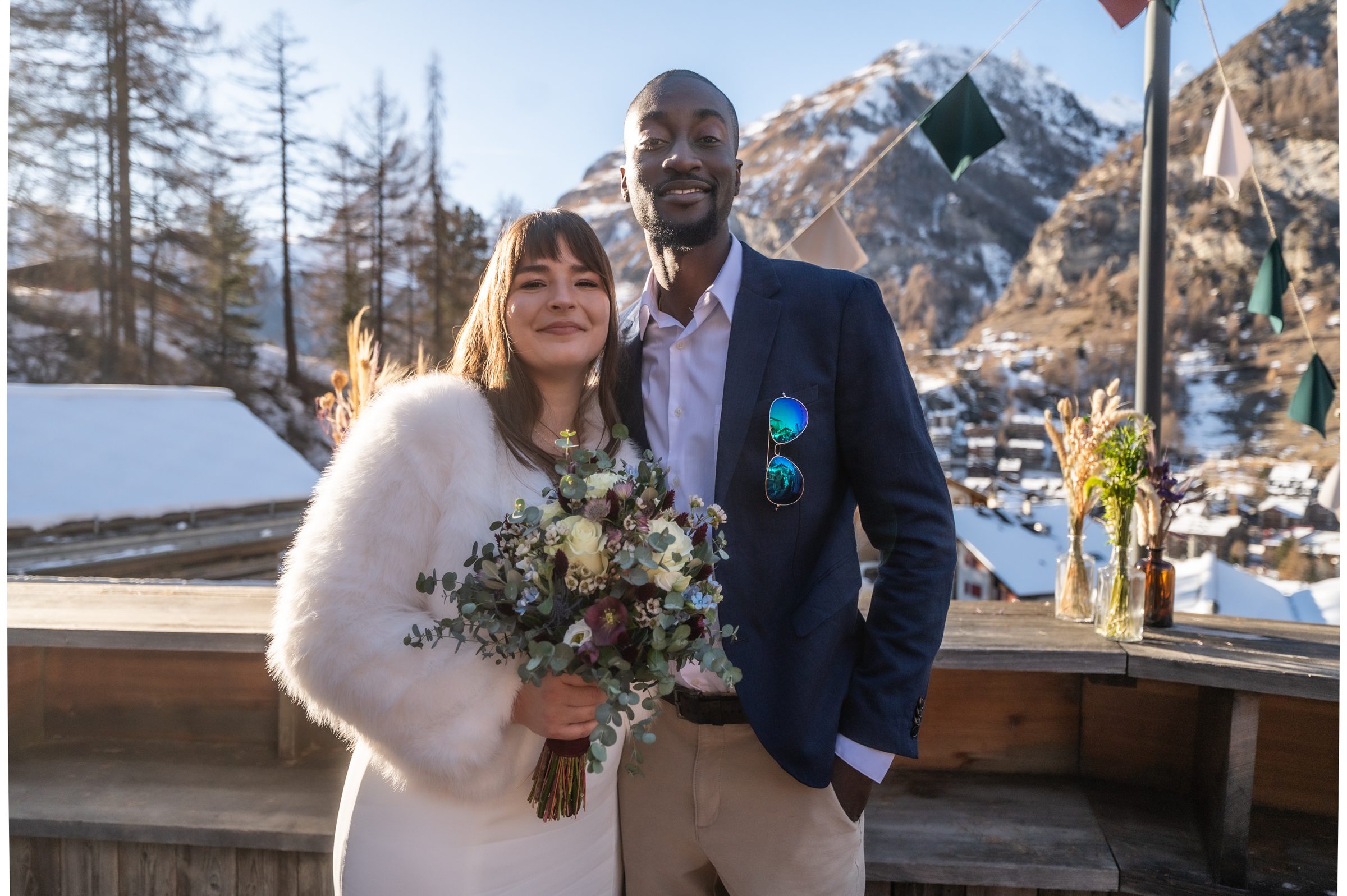 Wedding couple portrait Zermatt village